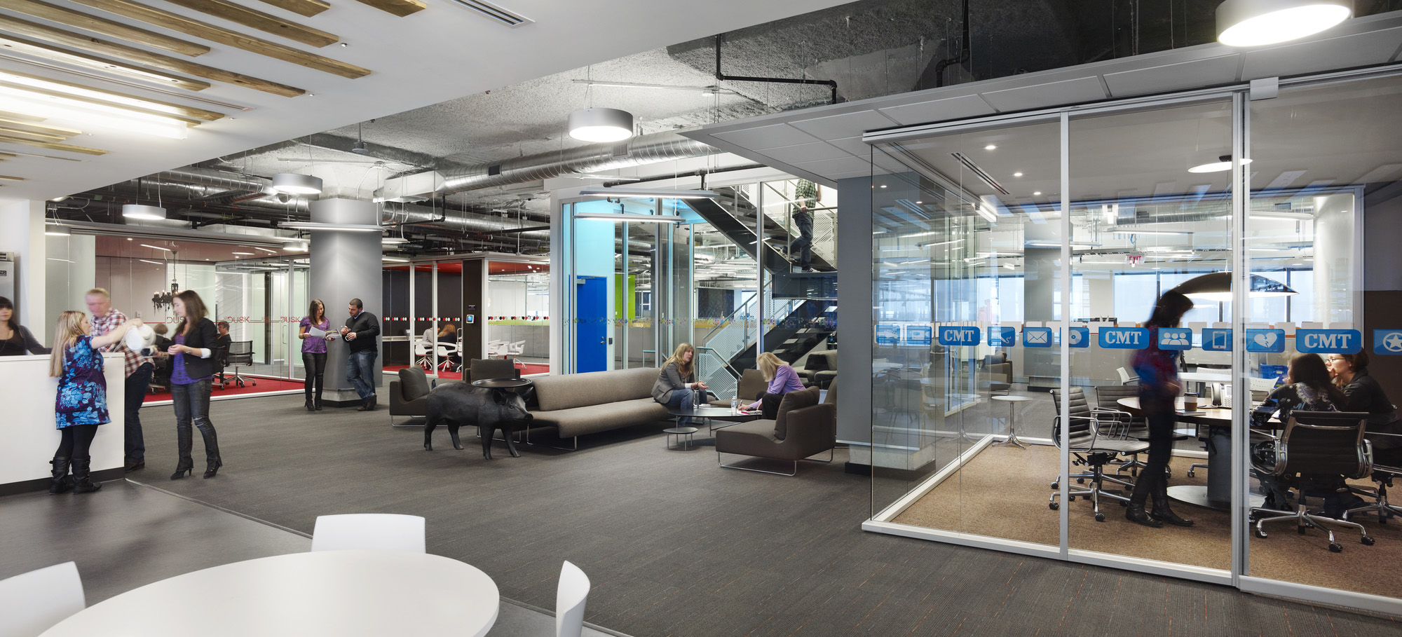 Corus Entertainment Toronto's open office. Wide open spaces and plenty of areas to meet with your collaborators