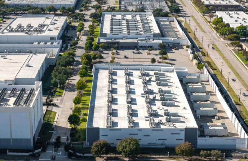 Aerial photo of a large data center