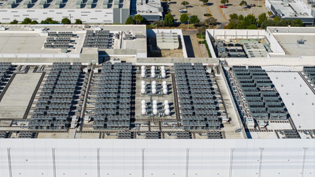 Aerial photo of a large data center