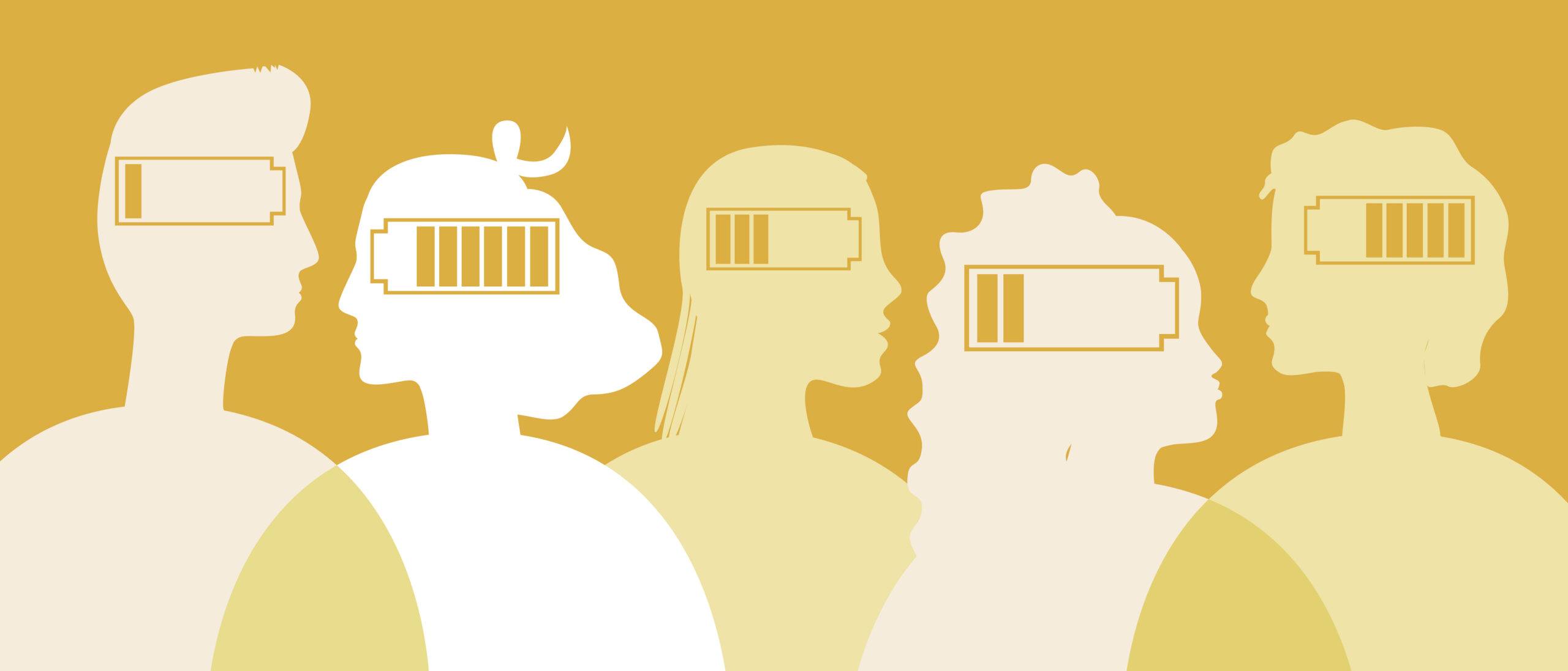 People with work fatigue, mental health stress. Silhouette vector stock illustration.